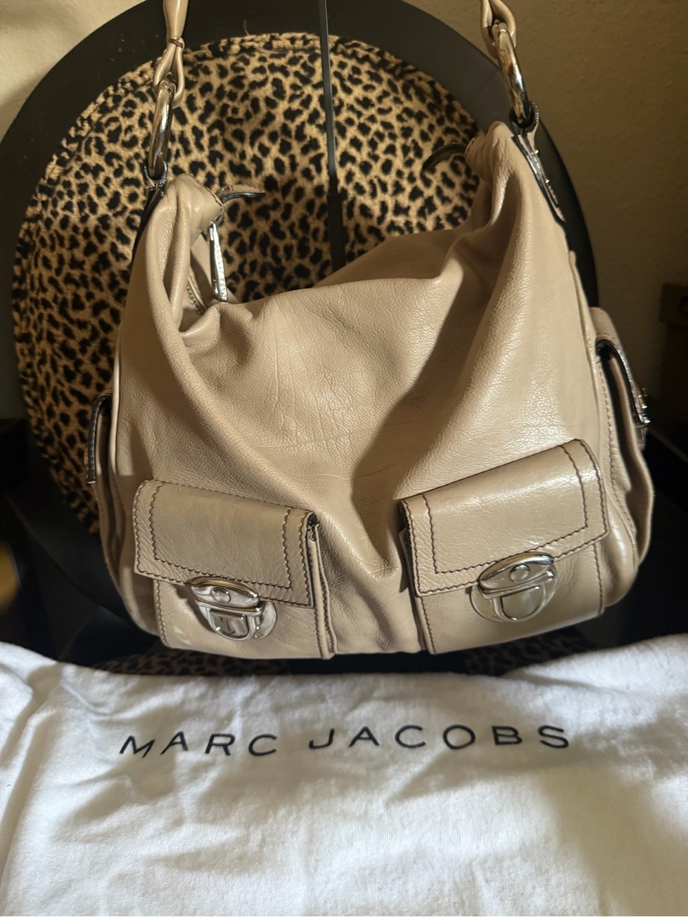 Y2K 🖤RARE🖤Marc Jacobs Taupe Leather BLAKE Hobo with Front Pockets